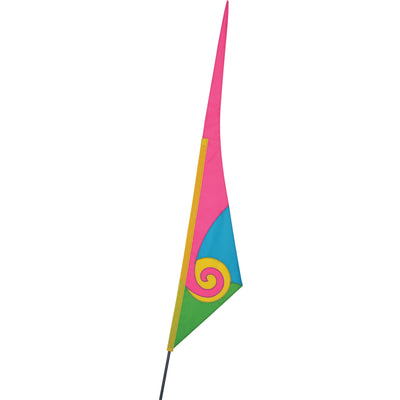 SoundWinds Spiral Recumbent Bike Flag measuring 9.5 x 33 inches, made of UV-resistant SunTex fabric, displayed on a bike for visibility and safety.