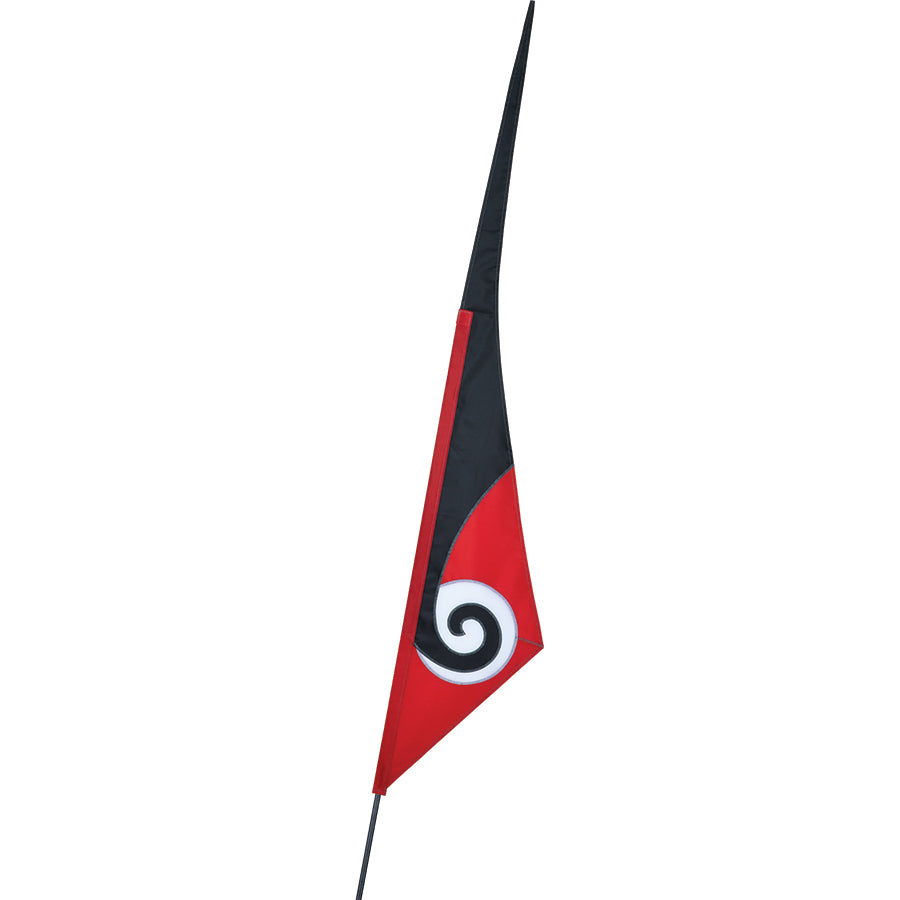 SoundWinds Spiral Recumbent Bike Flag, 9.5x33 inches, attached to a bicycle for enhanced visibility while riding outdoors.
