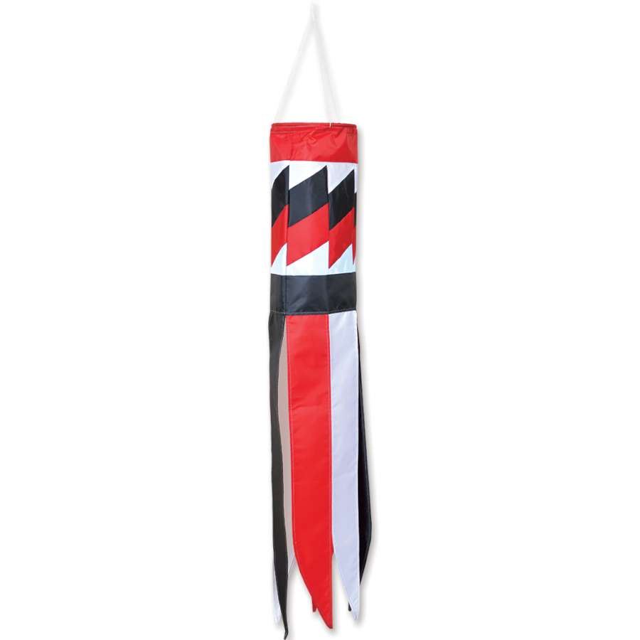 SoundWinds Tecmo Windsock measuring 39 inches, featuring colorful patterns, displayed gracefully in a garden setting.