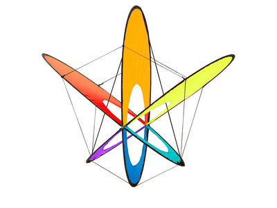 Compact box kite with unique trick-flying capabilities, stable flight characteristics, and no-assembly convenience for fun anywhere.