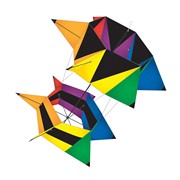 Spin Box kite featuring a colorful 3D design soaring in the sky, showcasing its dynamic features and easy handling during outdoor play.