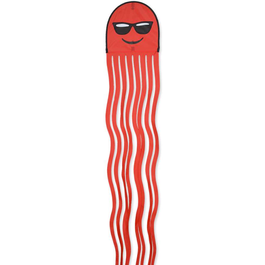 Squeaker Kite featuring vibrant octopus design soaring through the sky with playful tails, measuring 13.75 x 128 inches for outdoor enjoyment.
