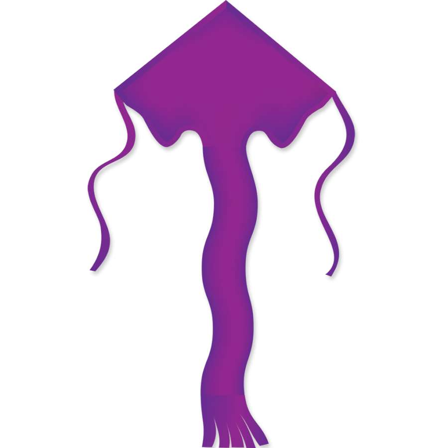 Super Flier Kite in purple, measuring 46x90 inches, soaring in the sky with a long tail, perfect for outdoor activities.