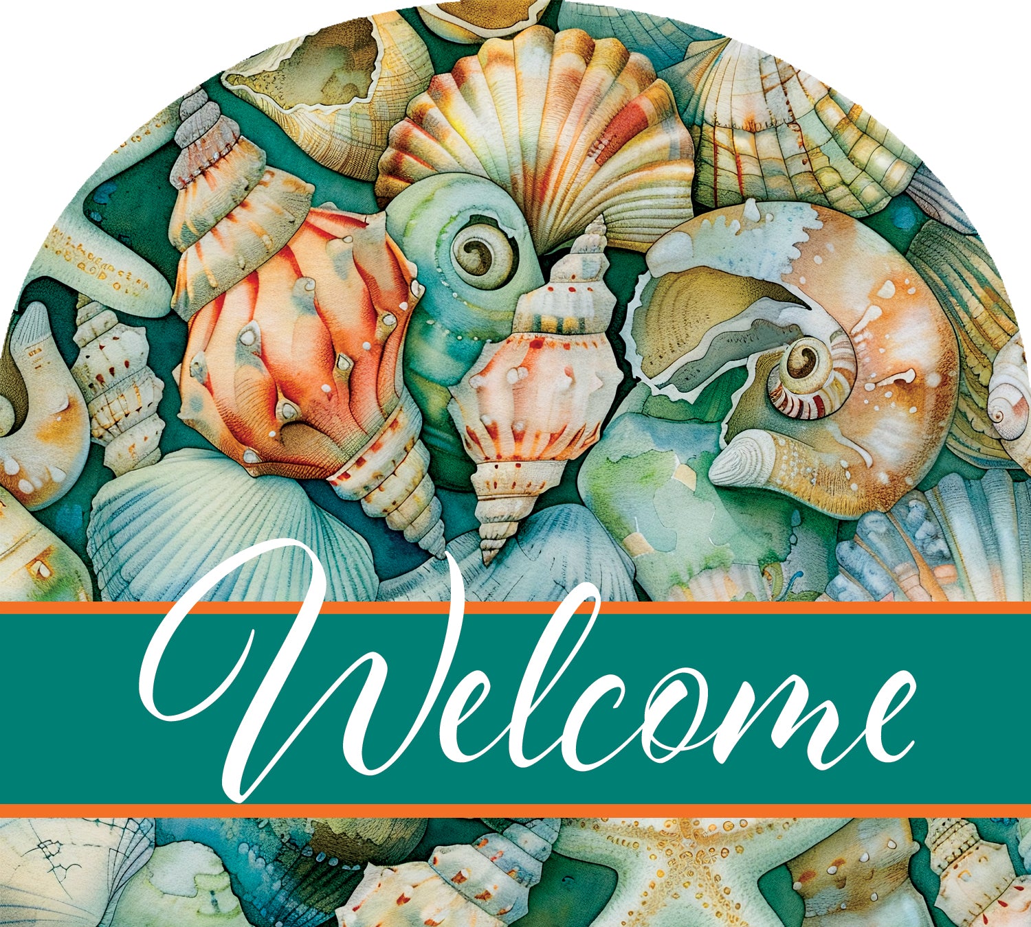 Teal Seashells-Arbor Mates PVC panels displayed in a garden setting showcasing their vibrant seashell design and coastal charm.