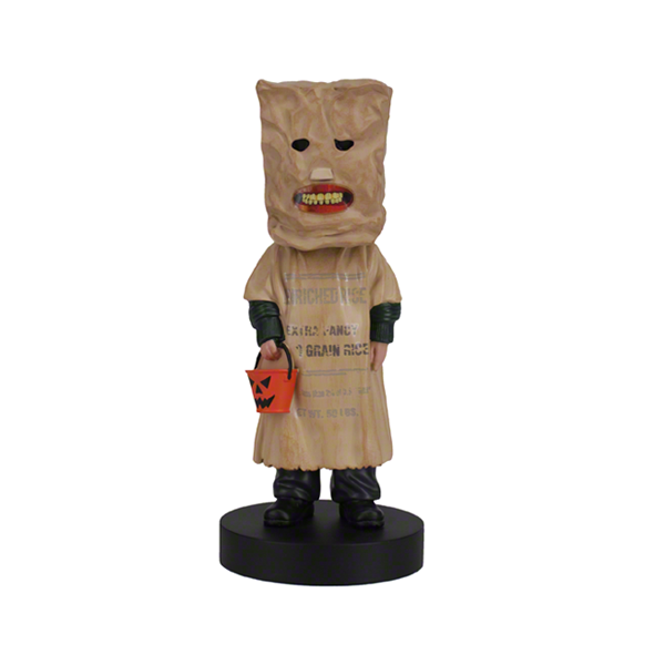 Trick 'r Treat Bagwell Bobblehead featuring lifelike details, designed to capture the character's essence from the 2007 horror classic, ideal for display in any collectible collection.