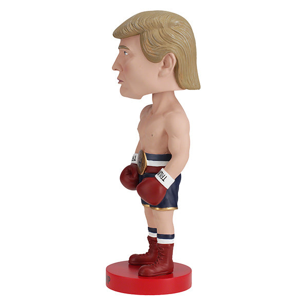 Trump Boxer Bobblehead over 8 inches tall, hand-painted with exceptional detail, perfect for political memorabilia enthusiasts.
