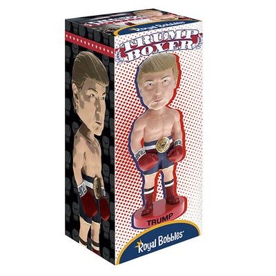 Trump Boxer Bobblehead over 8 inches tall, hand-painted with exceptional detail, perfect for political memorabilia enthusiasts.