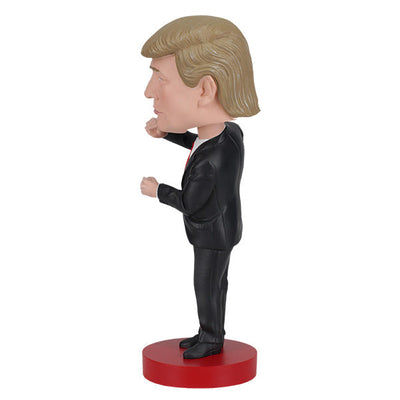 Trump Dance Bobblehead displaying Donald Trump in a suit with a playful dance pose, highlighting vibrant details for political humor lovers.