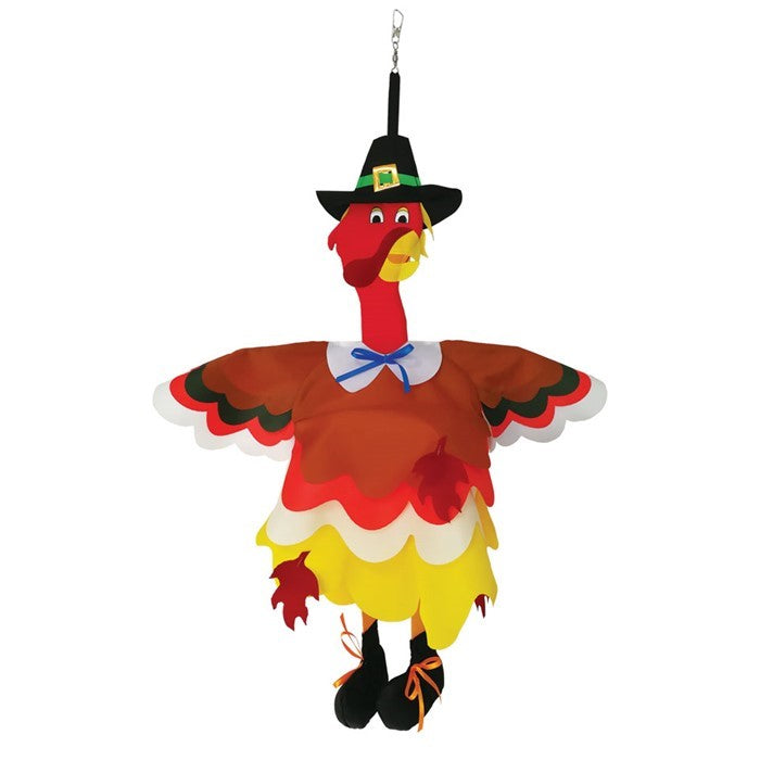 Turkey Wind Friend hangs delightfully as a 3D Thanksgiving decoration, featuring a charming turkey shape and vibrant colors for festive outdoor decor.