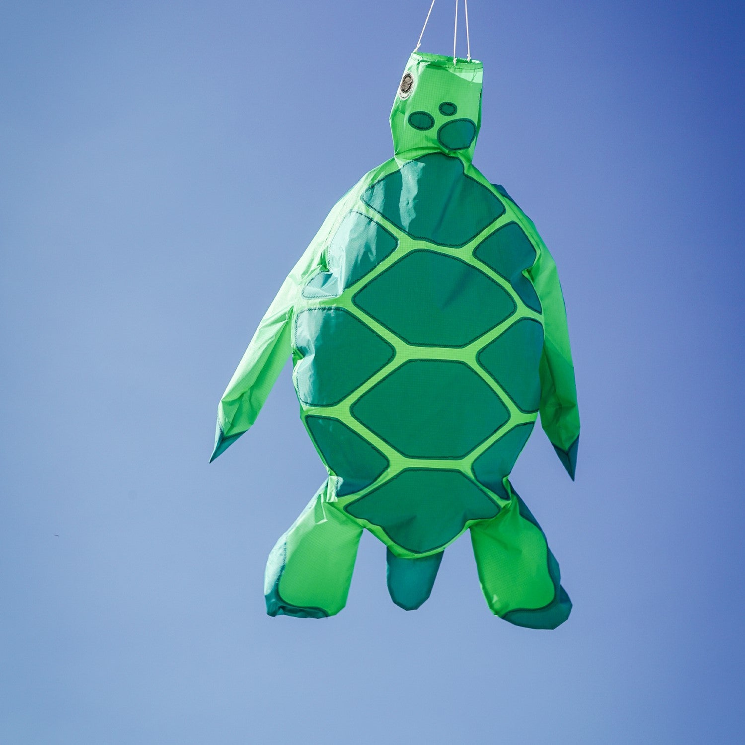Turtle Big Breeze WindsockTM with 3D features, vibrant colors, and inflatable flippers displayed outdoors, gracefully waving in the wind.