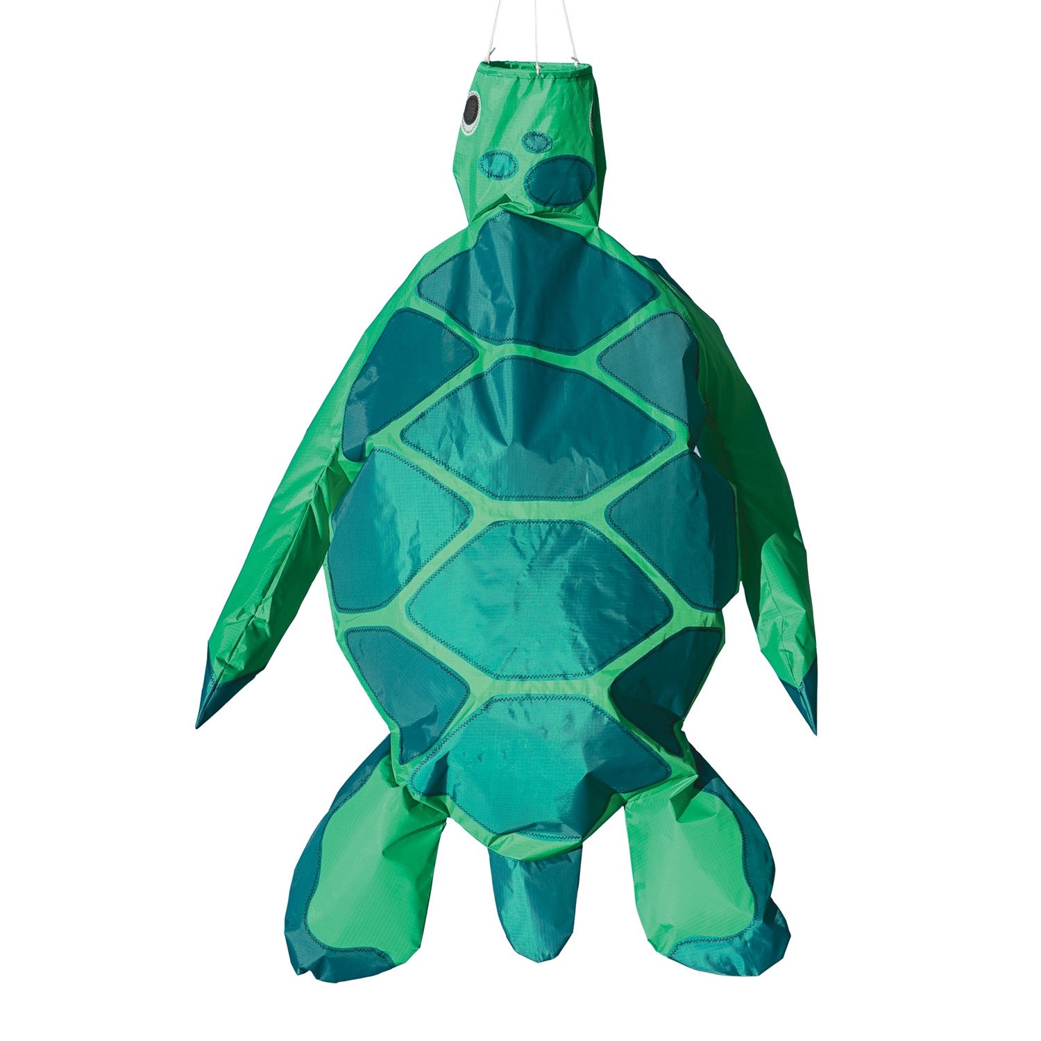 Turtle Big Breeze WindsockTM with 3D features, vibrant colors, and inflatable flippers displayed outdoors, gracefully waving in the wind.