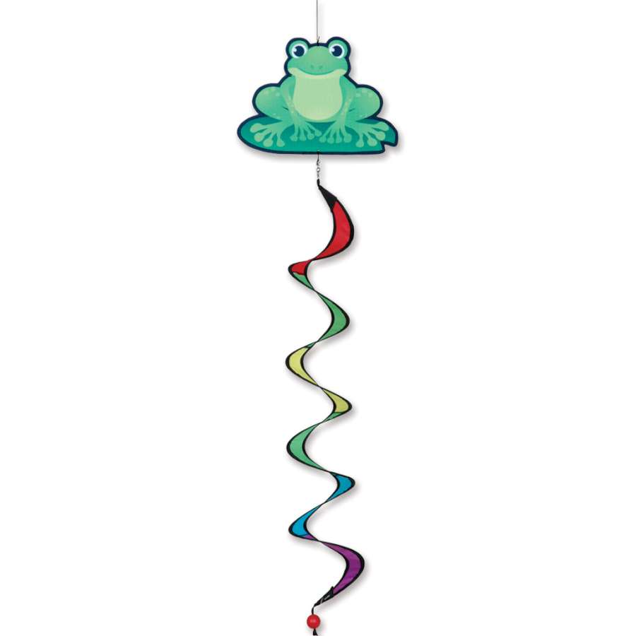Twister Garden Frog accent sculpture in vibrant green with playful twists, displayed in an outdoor garden setting to enhance decor.