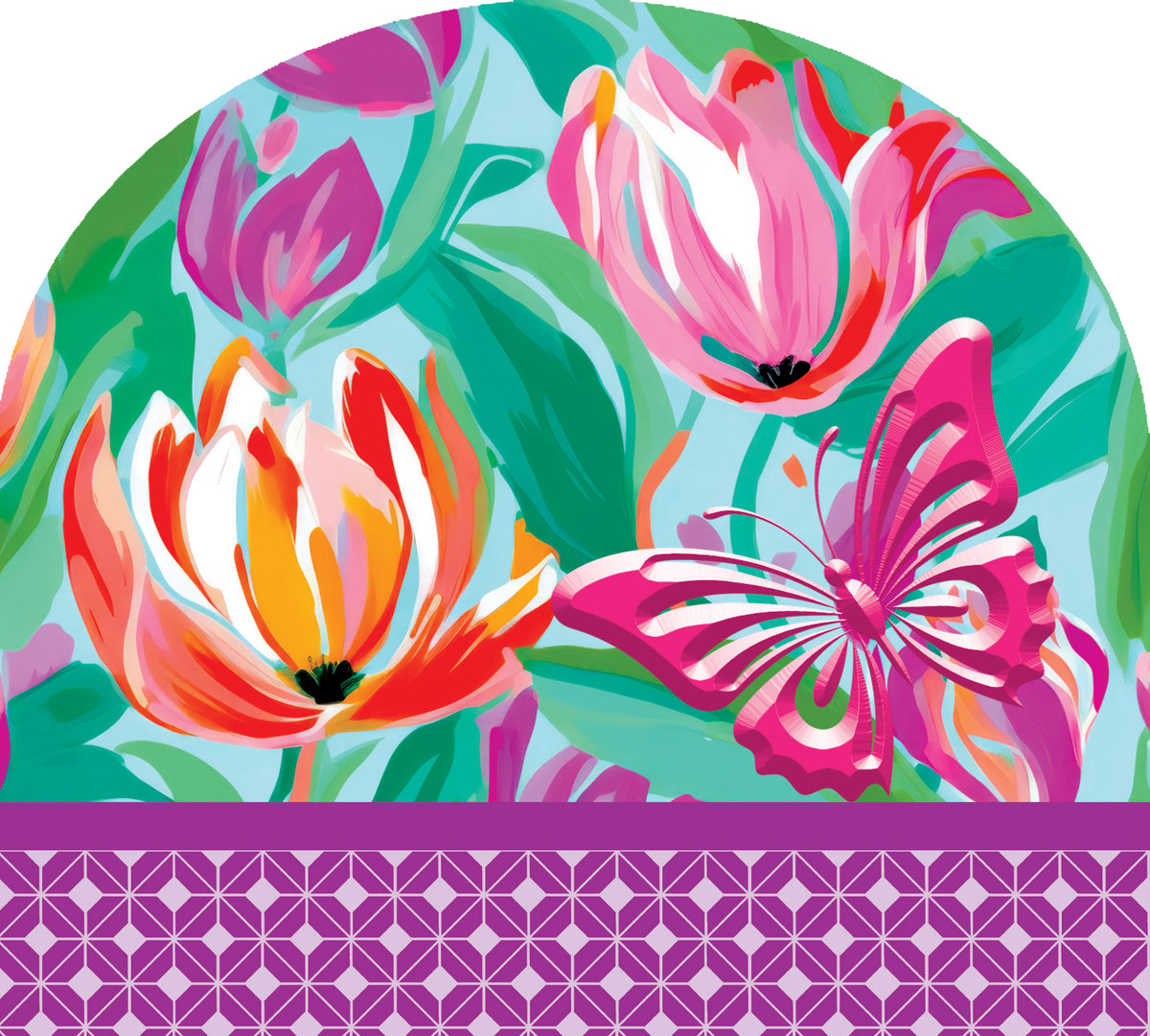 Vibrant Flowers Arbor Mate PVC panel displayed in a garden setting, enhancing the outdoor aesthetic with colorful floral designs.