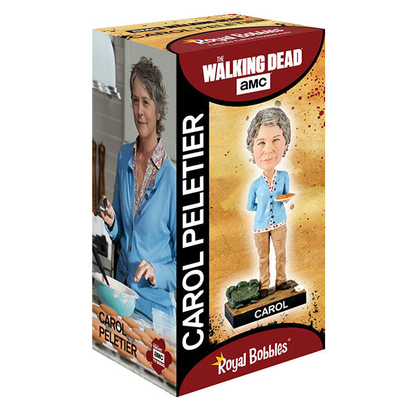 Walking Dead Carol Peletier bobblehead standing 8 inches tall, intricately hand-painted with a fierce expression and detailed outfit.