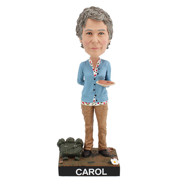 Walking Dead Carol Peletier bobblehead standing 8 inches tall, intricately hand-painted with a fierce expression and detailed outfit.