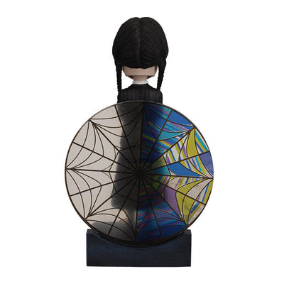 Wednesday Stained Glass Bobblehead featuring intricate colorful details, showcasing the iconic character with a decorative effect on display.