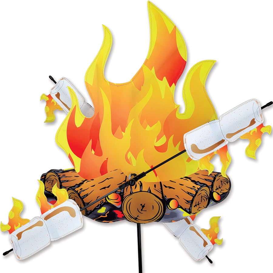 20-inch WhirliGig Spinner in vibrant colors, made from durable SunTex fabric, spinning in the breeze within a garden setting.