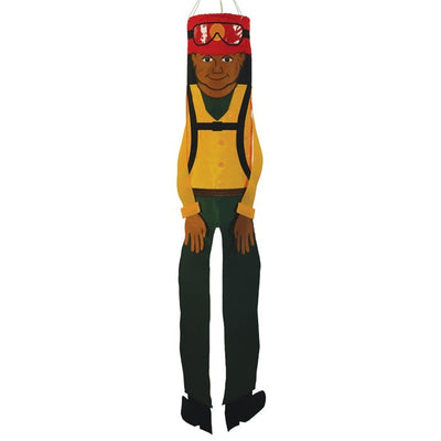 Wildland Firefighter 40" Breeze Buddy windsock featuring detailed applique and embroidered design, perfect for outdoor honor displays.