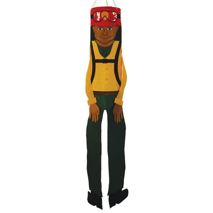 Wildland Firefighter 40" Breeze Buddy windsock featuring detailed applique and embroidered design, perfect for outdoor honor displays.