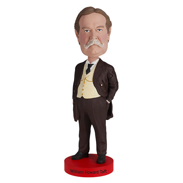 William Howard Taft bobblehead, an 8-inch collectible made from heavyweight polyresin, showcasing Taft's likeness with hand-painted details.