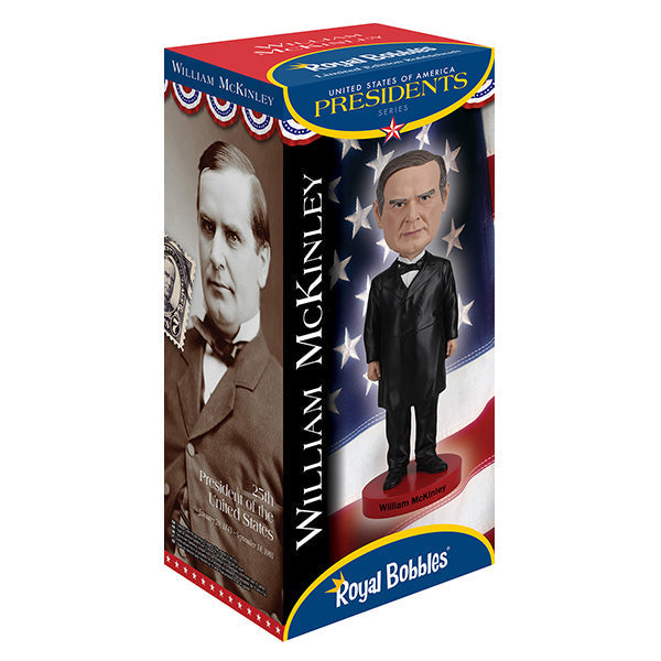 William McKinley bobblehead, 8-inch tall, intricately detailed with vibrant colors, showcasing the 25th President of the United States.