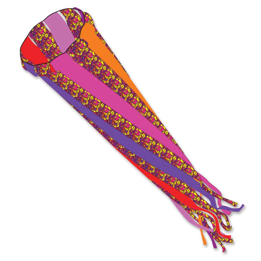 Wind Turbine 1500 Warm Orbit displaying a vivid spiral of colors rotating gracefully in the wind, ideal for kite enthusiasts and aerial displays.