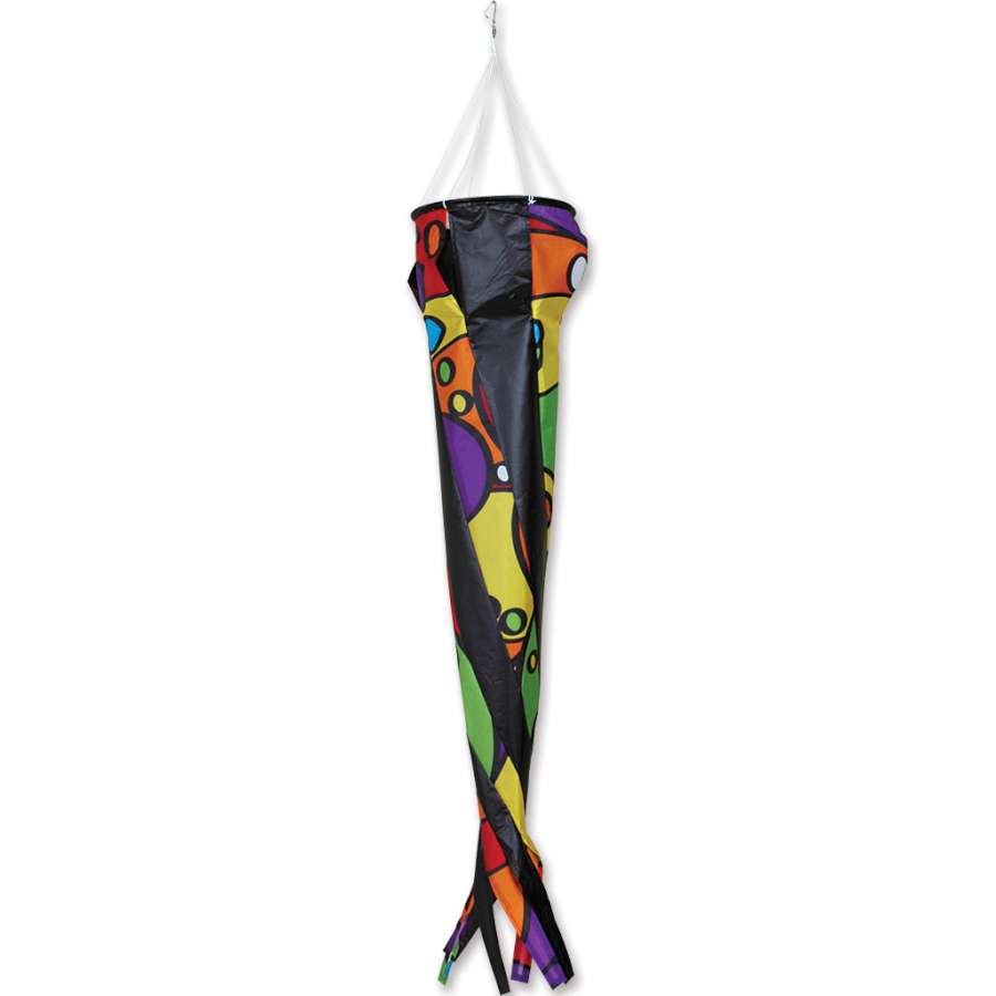 Wind Turbine 90 - Rainbow Orbit, a 90 cm colorful kite accessory swirling in the wind, adding vibrancy to outdoor kite flying.