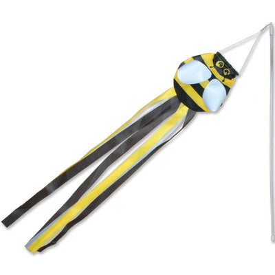 Colorful Wind Wand - Bee displayed outdoors, showcasing vibrant colors and a whimsical bee design, ideal for parades and parties.