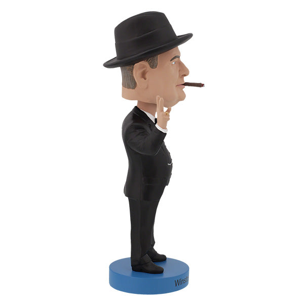 Winston Churchill bobblehead featuring intricate details and hand-painted finish, showcasing Churchill in a classic pose.
