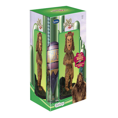 Wizard of Oz Cowardly Lion Bobblehead on a yellow brick road base, showcasing intricate details and vibrant colors, perfect for collectors.