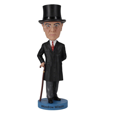 Woodrow Wilson Bobblehead standing 7 inches tall, featuring detailed craftsmanship, suitable for history enthusiasts and collectors.