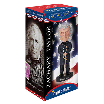 Zachary Taylor Bobblehead featuring intricate details of the 12th president in military attire, perfect for collectors and history enthusiasts.